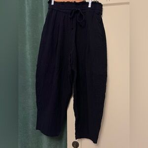 Free People Black Textured Drawstring Jogger Barrel pants